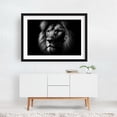 thumbnail image 2 of Close-up photograph of a lion - Photography Black and White Wildlife Animal Portrait Nature Moody Black Framed Wall Art Print 5 x 7 inches, 2 of 4