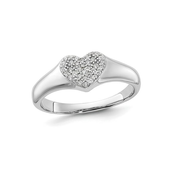 Sterling Silver Heart Promise Ring with Micro Pave Synthetic Cubic Zirconia (CZ)s for Women