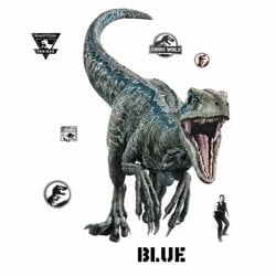 Jurassic World Fallen Kingdom Blue Velociraptor Giant Peel and Stick Wall Decals by RoomMates, RMK3799GM