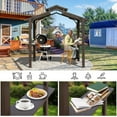 thumbnail image 6 of 8×5FT Hardtop Grill Gazebo, Outdoor BBQ Gazebo w/Galvanized Steel Double Roof, Permanent Sun Shade Grill Canopy Shelter with 2 Side Shelves and Ceiling Hook for Patio Deck Yard Garden (Brown), 6 of 9