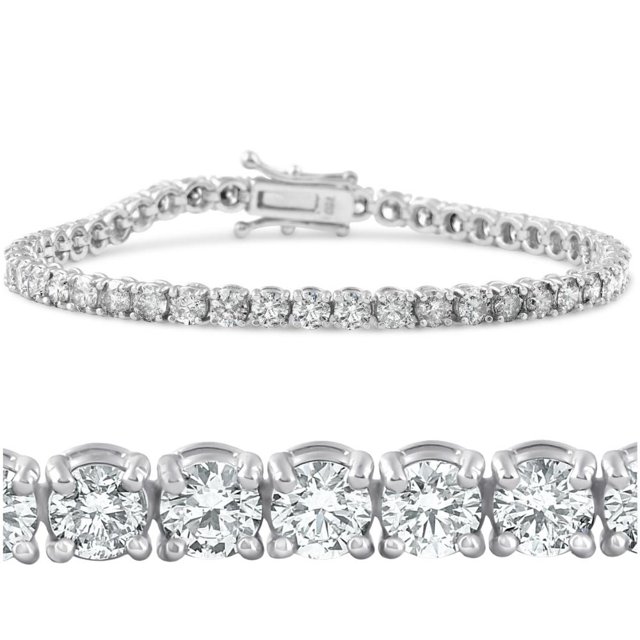Bracelet Tennis Diamant 6.25 Ct 7 Pouces une Rangée Diamants Ronds Naturels Or Blanc 14K