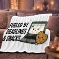 thumbnail image 6 of Fueled by Deadlines and Snacks Laptop Cookie, Hand Painted Cartoon Style for Office Workers, White Funny Work Scene and Birthday Gift, Cozy Flannel Blanket for Bedroom and Office, Home Decor, 6 of 9