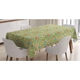 thumbnail image 1 of Flowers Tablecloth, Cartoon Ladybugs Chamomile Tulip Lily Dandelion Blooms Botany Plants Illustration, Rectangle Satin Table Cover for Dining Room and Kitchen, 52" X 70", Multicolor, by Ambesonne, 1 of 2