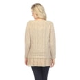 thumbnail image 4 of Simply Couture Women's Solid Relaxed Lace Ruffle Layered Cable Knit Light Sweater Blouse, 4 of 5