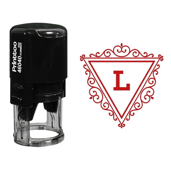 Printtoo Triangle Swirl Border L Alphabet Monogram Initial Office Stationary R-40 Self Inking Rubber Stamp