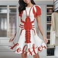 thumbnail image 2 of Hand Drawn Lobster Logo Women's Classic Swing Skater Dress Casual Work Party Cocktail Dresses, 2 of 6