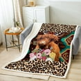 thumbnail image 2 of Highland Cow Blanket Western Throw Blanket 90"x90",Arrow Aztec Fleece Blanket Brown Leopard Print Blankets,Southwestern Geometry Longhorn Bull Farm Animals Farmhouse Decor, 2 of 6
