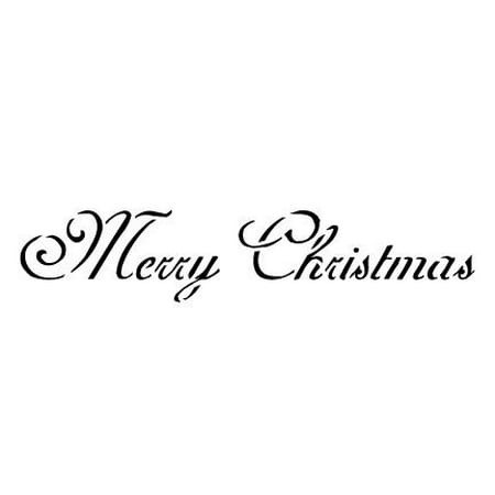 Merry Christmas Stencil by StudioR12 | Elegant Script Word Art - Mini 8 x 3-