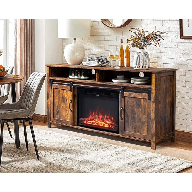VINGLI Electric Fireplace TV Stand 65 inch, Entertainment Center with