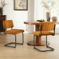 thumbnail image 3 of Zesthouse Mid Century Modern Dining Chairs Set of 2, Velvet Upholstered Dining Room Chairs with Metal Legs, Tufted Channel Kitchen Chairs for Dining Living Room, Orange, 3 of 11