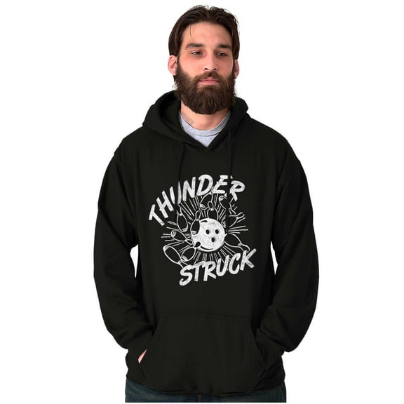 Thunderstruck Funny Bowling Novelty Unisex Plus Fleece Graphic Hoodie Brisco Brands 2X