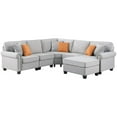 thumbnail image 3 of Devion Furniture Polyester Fabric U-Shaped Sectional Sofa in Light Gray, 3 of 9