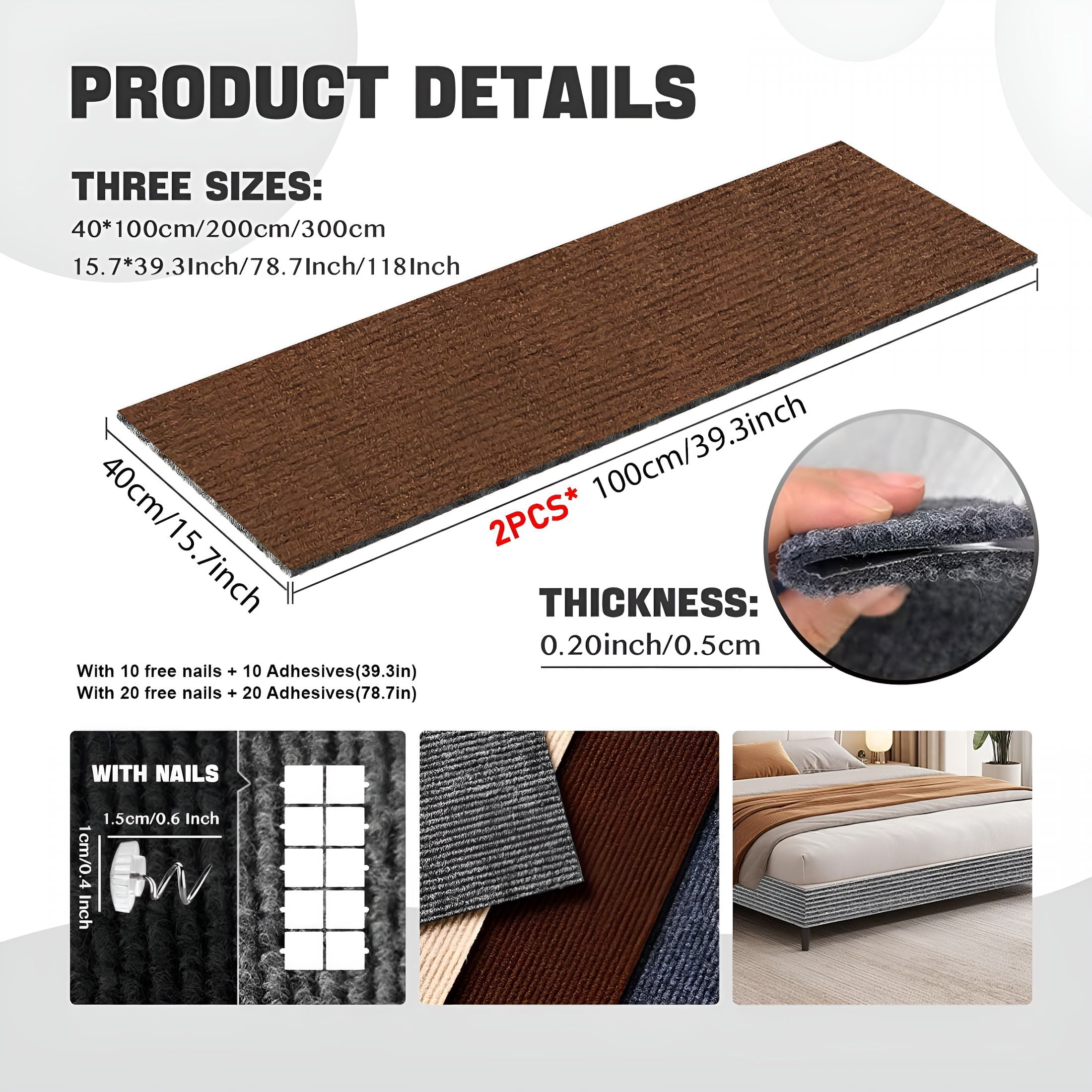 XIBUFE Cat Scratch Couch Furniture Protector, Adhesive Cat Scratch Pad Deterrent for Furniture, DIY Climbing Cat Scratcher Couch Protector for Indoor (Brown,78.7x15.8In)