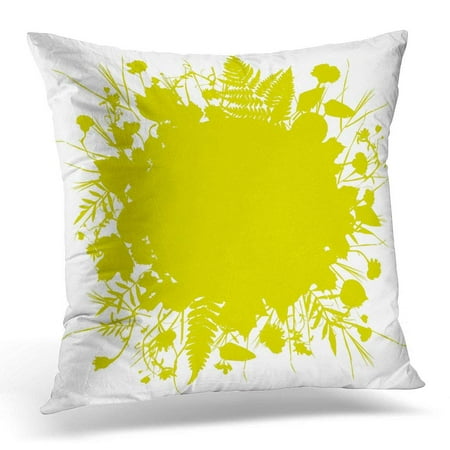 - USART Floral Round Wreath of Flowers Natural Leaves Spring Summer for Wedding Gold Yellow Mustard Silhouette Pillow Case Pillow Cover 20x20 inch