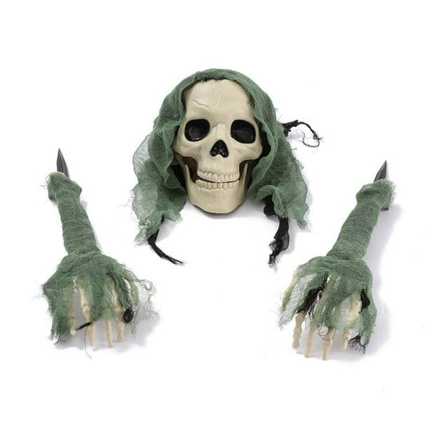 Fiudx Set de Esqueletos de Halloween, Aterradoras Decoraciones de Calaveras y Huesos, Efecto Cementerio Realista, Configuración Flexible, Perfecto para Una Decoración Exterior Espeluznante, Casa Embr