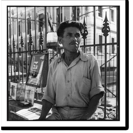 Historic Print, [Catholic religious scenes in Puerto Rico, 1944-46: street vendor of religious trinkets], 16" x 20"