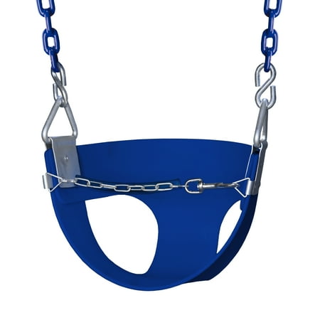 Gorilla Playsets Half Bucket Toddler Swing with Chain, Blue