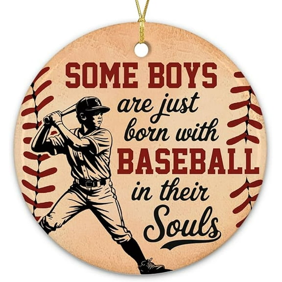 NewEleven Sport Ornament Baseball in Their Souls, Holiday Keepsake Gift, Ceramic Ornament Gift for Baseball Player