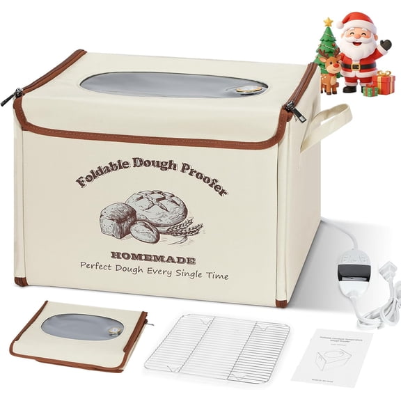 Foldable Bread Proofing Box for Sourdough,50°F-130°F Temp Controlled Dough Proofer with 1-12H Digital Timer,Electric Proofing Container Sourdough Bread Baking Supplies for Home Baking,Yogurt Making