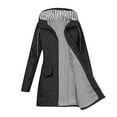 thumbnail image 2 of Women's Waterproof Windproof Rain Jacket Hooded Loose Fit Coat With Pocket Outdoor Casual Jacket Raincoat for Hiking Travel | CSEONE,Black XL, 2 of 9