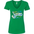 thumbnail image 3 of Inktastic Hooked on Jesus Christian Women's V-Neck T-Shirt, 3 of 5