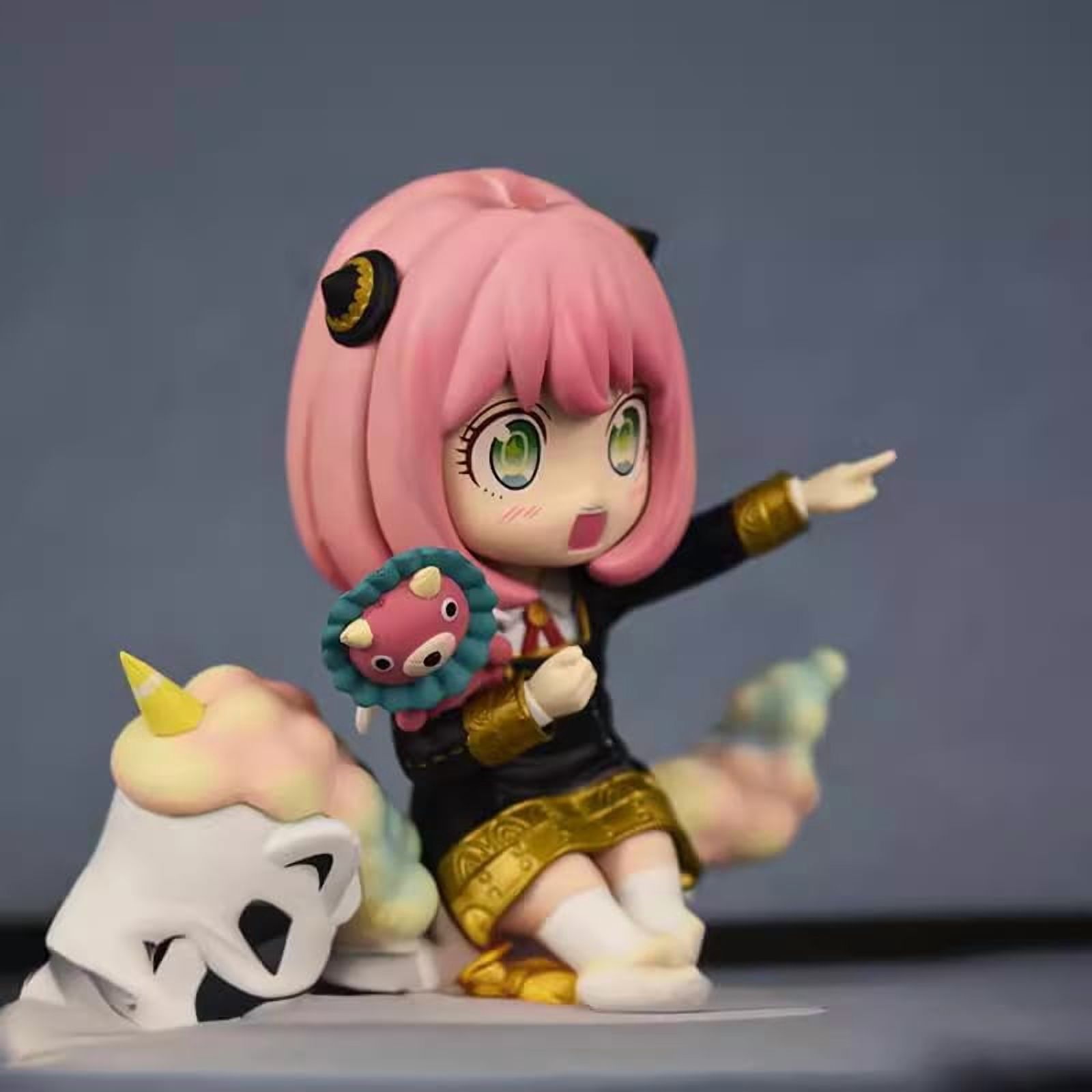 Newly Anya Figure Sitting Replacement Face Trojan Anya Anime Figures 15cm/5.9inch Handmade PVC Cartoon Character Model Decoration Craft Gift
