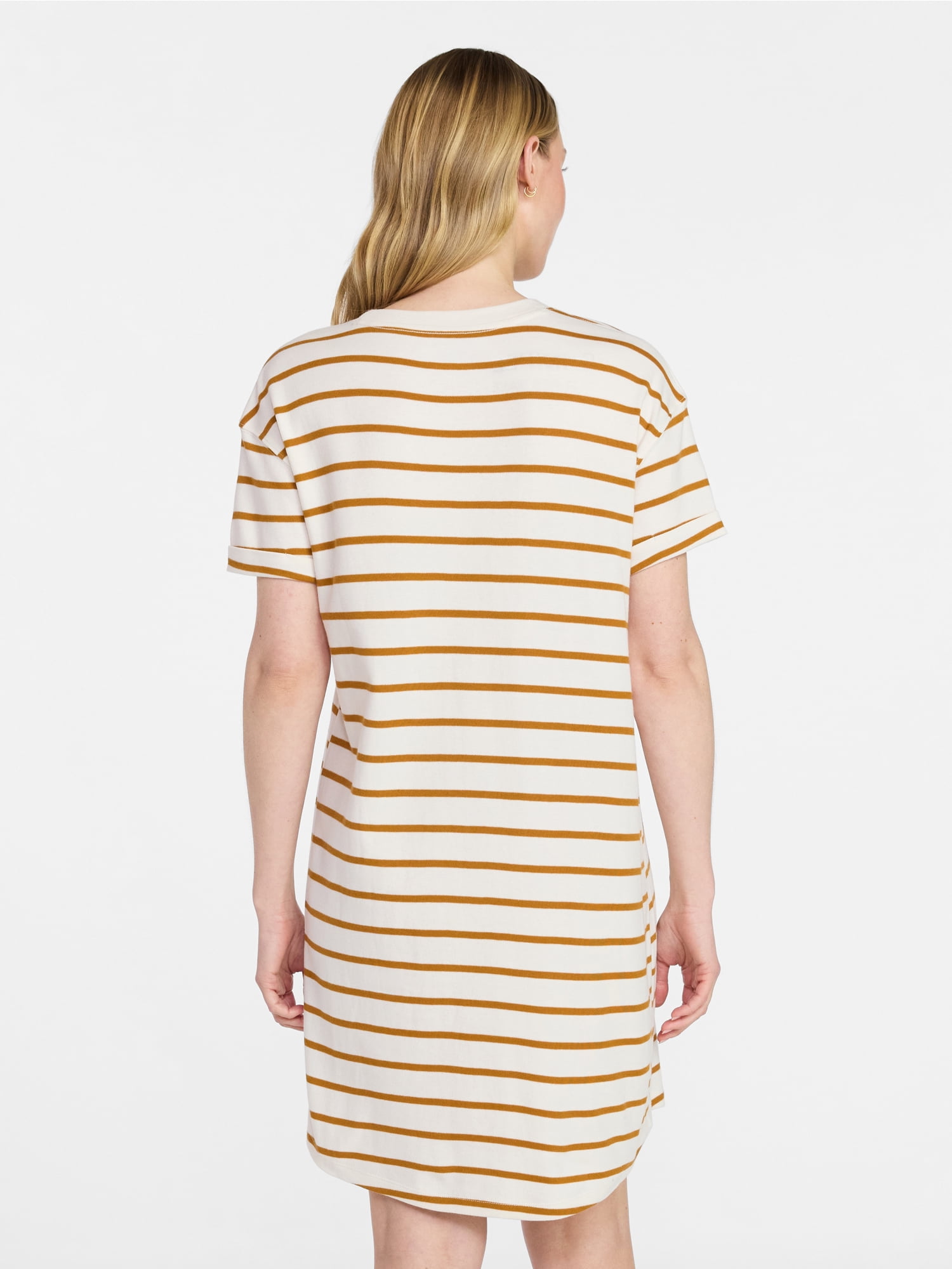 Time and Tru Women's Cotton T-Shirt Dress with Short Sleeves, Sizes XS-XXXL