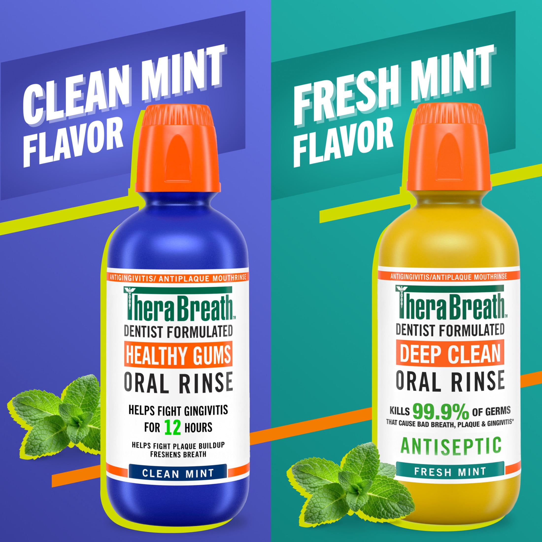TheraBreath Antigingivitis/Antiplaque Mouthwash Variety Pack, 16 fl oz, 2-Pack