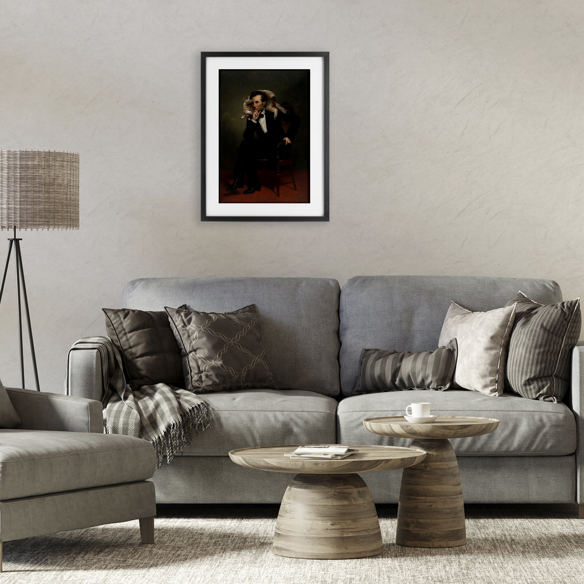 Stupell Industries Cat & Historical Leader Black Framed Print Under Glass, design by Sarah Adams