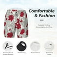 thumbnail image 3 of Honeii Leaves And Anemone Flowers In Red Grey Print Men's Swim Shorts,Mens Swim Trunks,Breathable Mesh Beach Shorts for Swimming,Surfing, and Beach Activities-Small, 3 of 6