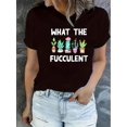 thumbnail image 1 of Seasonal Must-Have, Chic Women's Casual T-Shirt with Unique Potted Plant Print - Comfy Crew Neck, Short Sleeve, Stretchy Polyester Blend - Perfect for Summer & Casual Attire, 1 of 6
