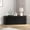 Black Oak, variant on STYLIVIA Corner TV Stand with Sliding Tambour Doors Wood Black 43.27" W x 20" D x 14.8" H