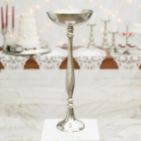 Event Decor Compote with Pedestal Base Round 31 in. tall Distressed Silver