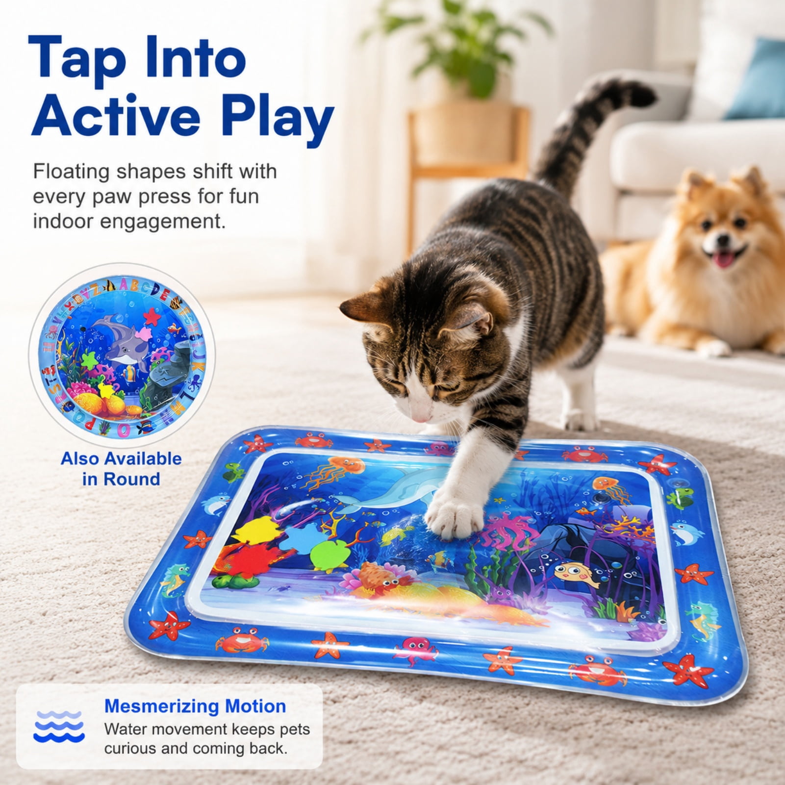 Aquameow Water Cat Toy, Aquameow Cat Toy, Durable Pvc Material with Interactive Flowing Design, Dual-Chamber Air-Water Structure with Easy Assembly, Collapsible Design, Ideal for Cats