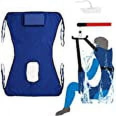 Patient Lift Toileting Sling Large Mesh Sling for Shower Home Use Electric Transfer Belt with Head Support Medical Handicap Commode Full Body Sling (Blue)