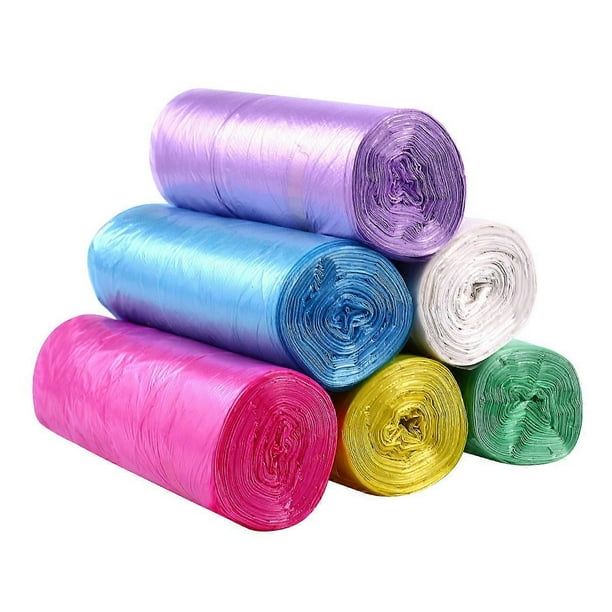 OUNONA 150pcs Handle-Tie Small Trash Bags Colorful Plastic Bags for Home Office