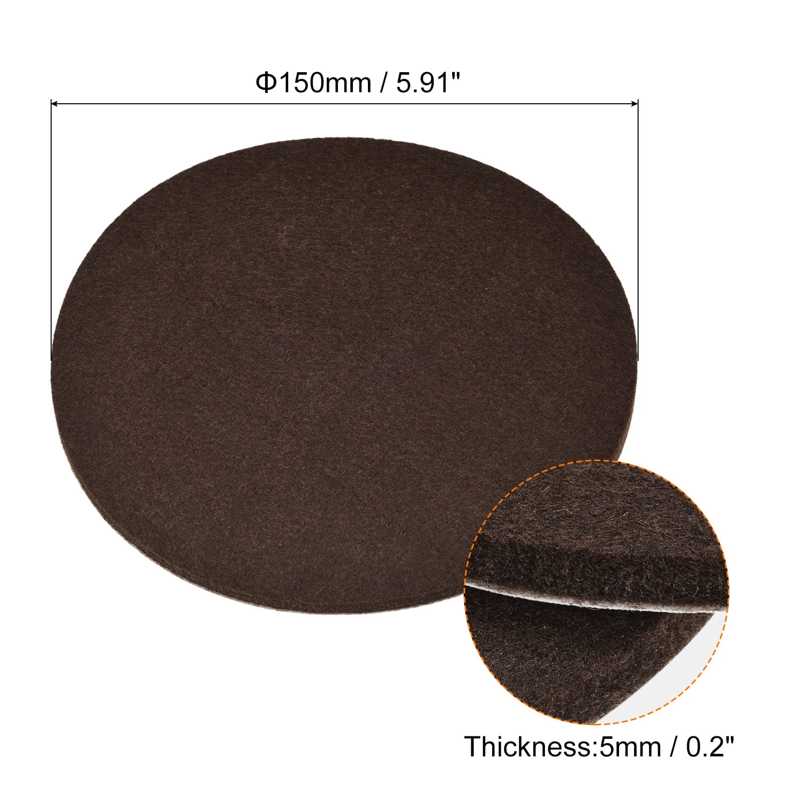 Uxcell Felt Furniture Pads 150mm Dia Self-stick Anti-scratch Floor Protector Brown 16 Pads