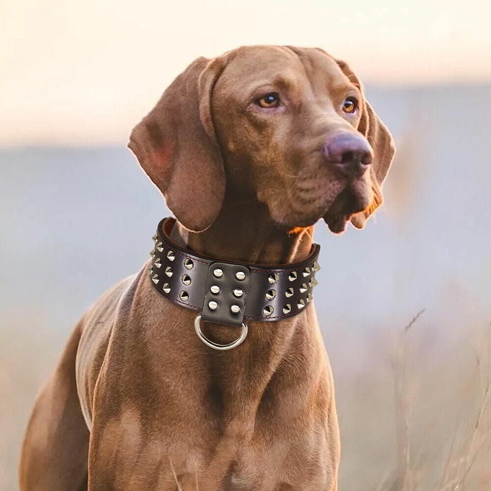 Pet Artist 2 Inch Wide Cool Spiked Studded Leather Dog Collar Heavy Duty For Medium Large Dogs Pitbull German Shepherd