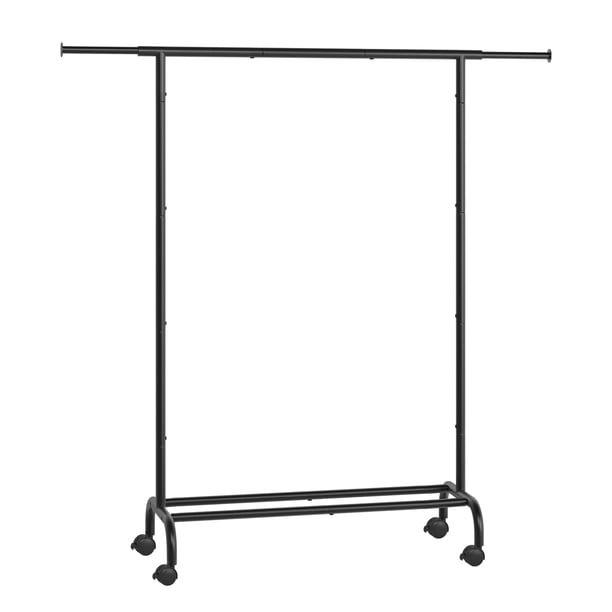 SONGMICS Burro para Ropa, Tendedero, Perchero, 40 x (83-120) x 156 cm, Barra Colgante Extensible, Almacenamiento de Ropa con Ruedas, Carga de 45 kg, Negro Tinta MHSR134B01