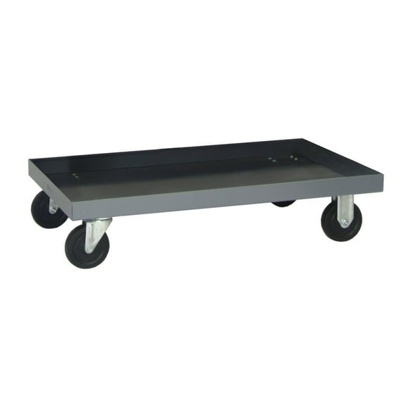 Dolly, mobile, 36-5/8"L x 25-1/5"W x 8"H, for use with any double sided slopped shelving system, 1200 lbs. load capacity, inlcudes (2) rigid and (2) swivel with break hard rubber casters