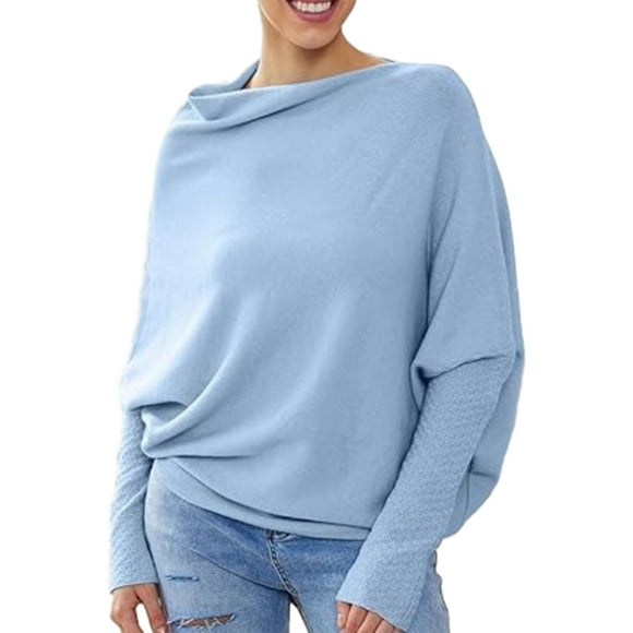 Wrap Yourself In Comfort Soft And Cozy Knitted Pullover Sweater Sweater Off Shoulder Off Shoulder Sweater Light blue