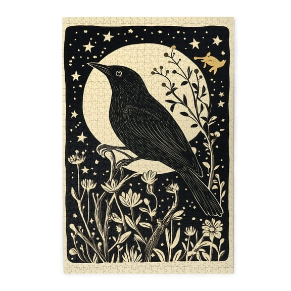 1000 pcs moonlit night Crow jigsaw puzzles 1000 pieces,Challenging Brain Exercise High difficulty puzzle,Funny moonlit night Crow Wooden Puzzle,Great for Relaxation and Display for Puzzle Enthusiasts