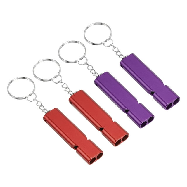 Unique Bargains Sifflet de Survie, Lot de 4 Sifflets de Sécurité à Son Fort pour la Randonnée, Rouge, Violet