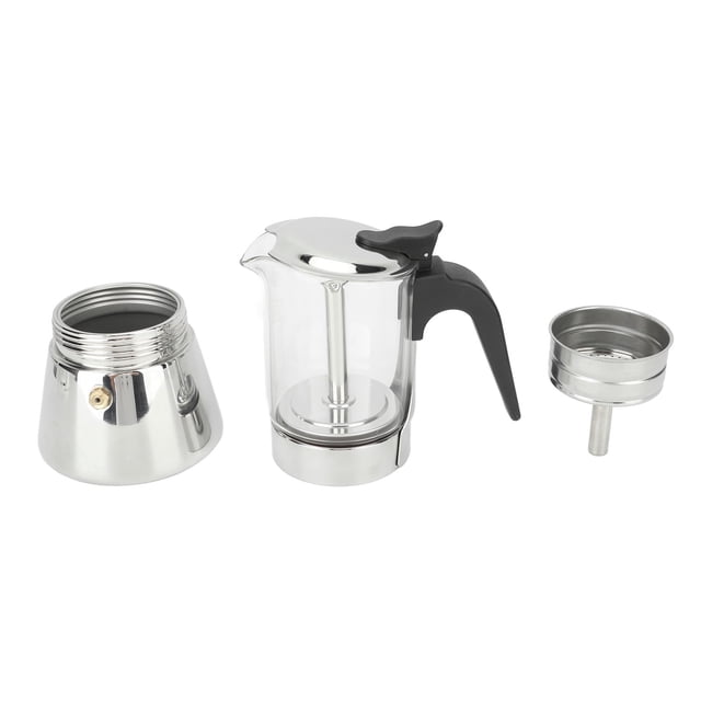 Coffee Moka Pot Visible Body Greca Coffee Maker Stainless Steel Stove Top Coffee Maker Moka Pot, Top Stovetop Moka Pot, Gift Idea For Husband Wife