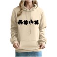 thumbnail image 4 of VBTAPA Women's St Patrick's Day Hooded Sweatshirt Lucky Clover Graphic Print Casual Irish Pullover Hoodies with Kangaroo Pocket Khaki XXL, 4 of 5