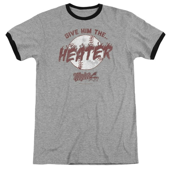 Major League The Heater Adult Ringer T-Shirt Heather Black