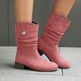 thumbnail image 2 of UngA Womens Mid Calf Boots Suede Wedge Boot Mid Heel Wedges Comfortable Casual Boots Womens Pink,Size 7.5, 2 of 7
