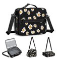 thumbnail image 4 of Daisy Pioneer Flower Black Pattern Insulated Lunch Bag with Shoulder Strap and Bottle Holder,Bento School Lunch Bag Box,11x9.5x3.5 Inches, 4 of 4