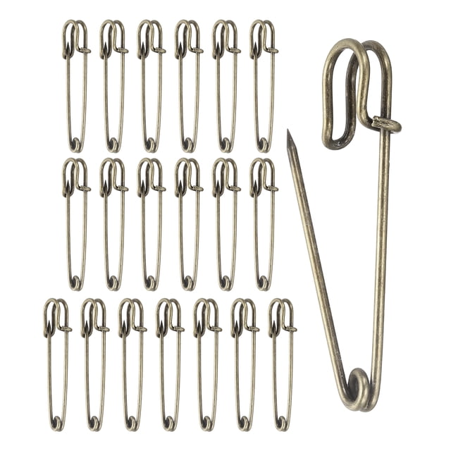 Uxcell 20 Pcs Grandes Alfileres de Seguridad 2"x 0.4" Broches de Aleación para Ropa Costura Bronce