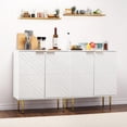 thumbnail image 4 of Kojooin Buffet Moderne Blanc, Ensemble de 2, Unité de Rangement de 58 Pouces avec 4 Portes Gaufrées et Tablette Intérieure, 4 of 6